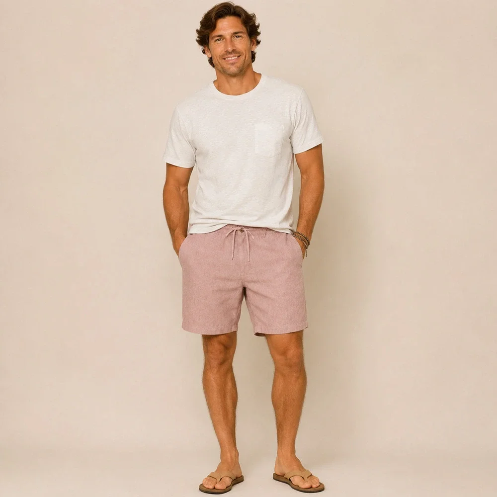 Faherty Tradewinds Linen Blend Shorts Maui Mauve Drawstring 7